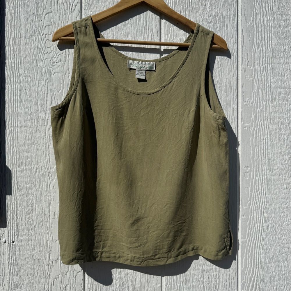 silk olive green tank